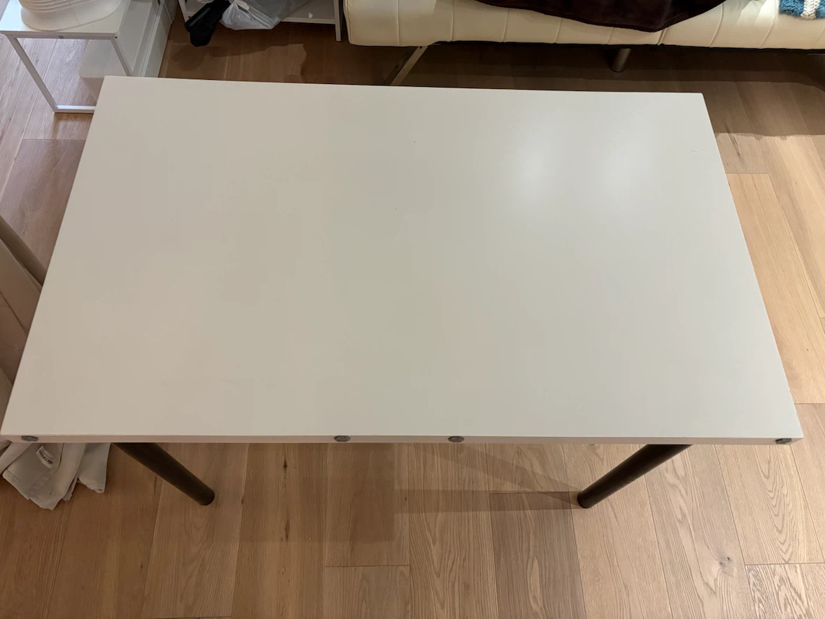 Ikea White Linmon Desk with 4x Black Adils Legs