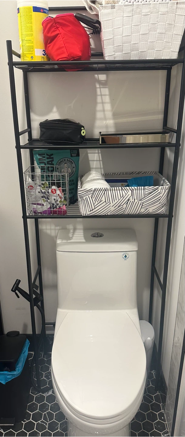 Black Metal Over-the-Toilet Storage Shelf