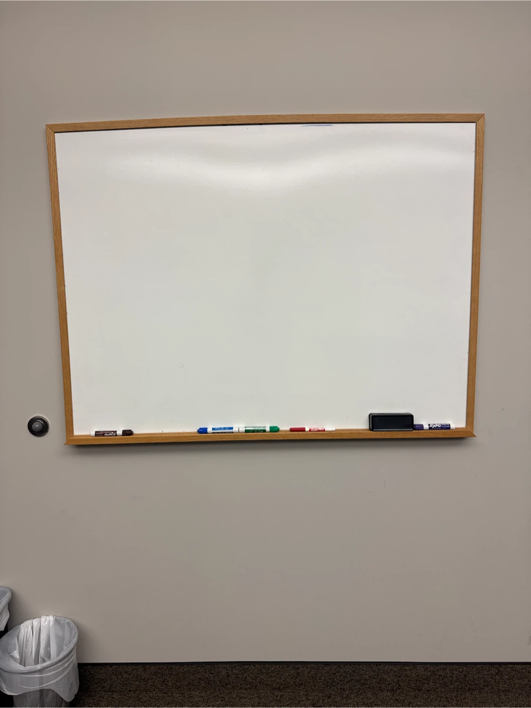 Wooden Framed Whiteboard with Markers