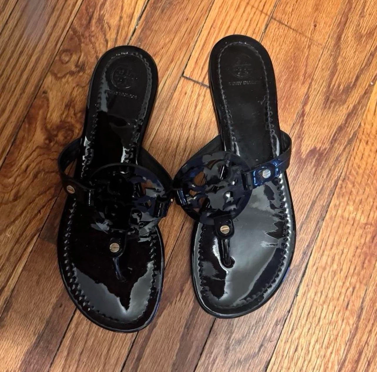 Tory Burch Black Patent Leather Miller Sandals - photo 2