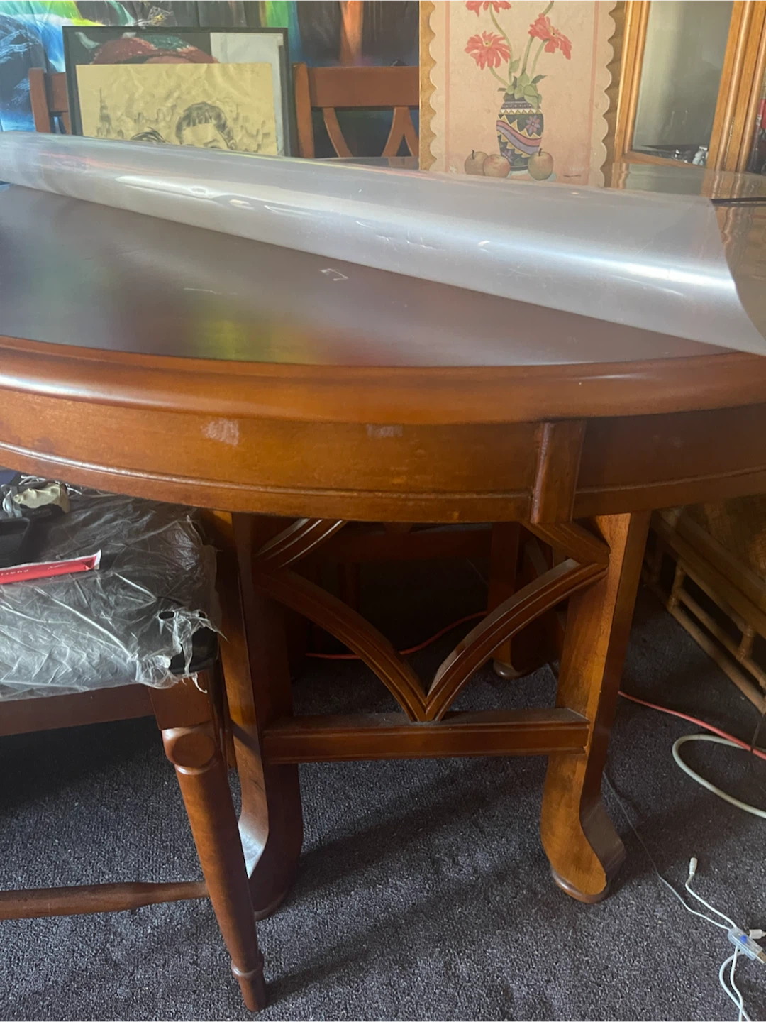 Round Dining Table with Protective Cover