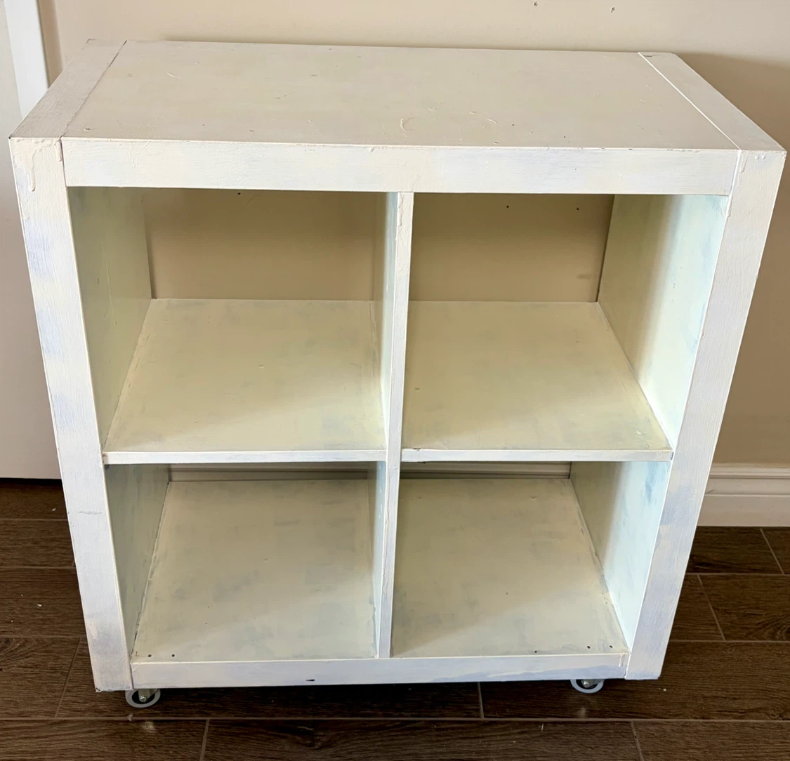 IKEA Kallax black shelf unit painted white