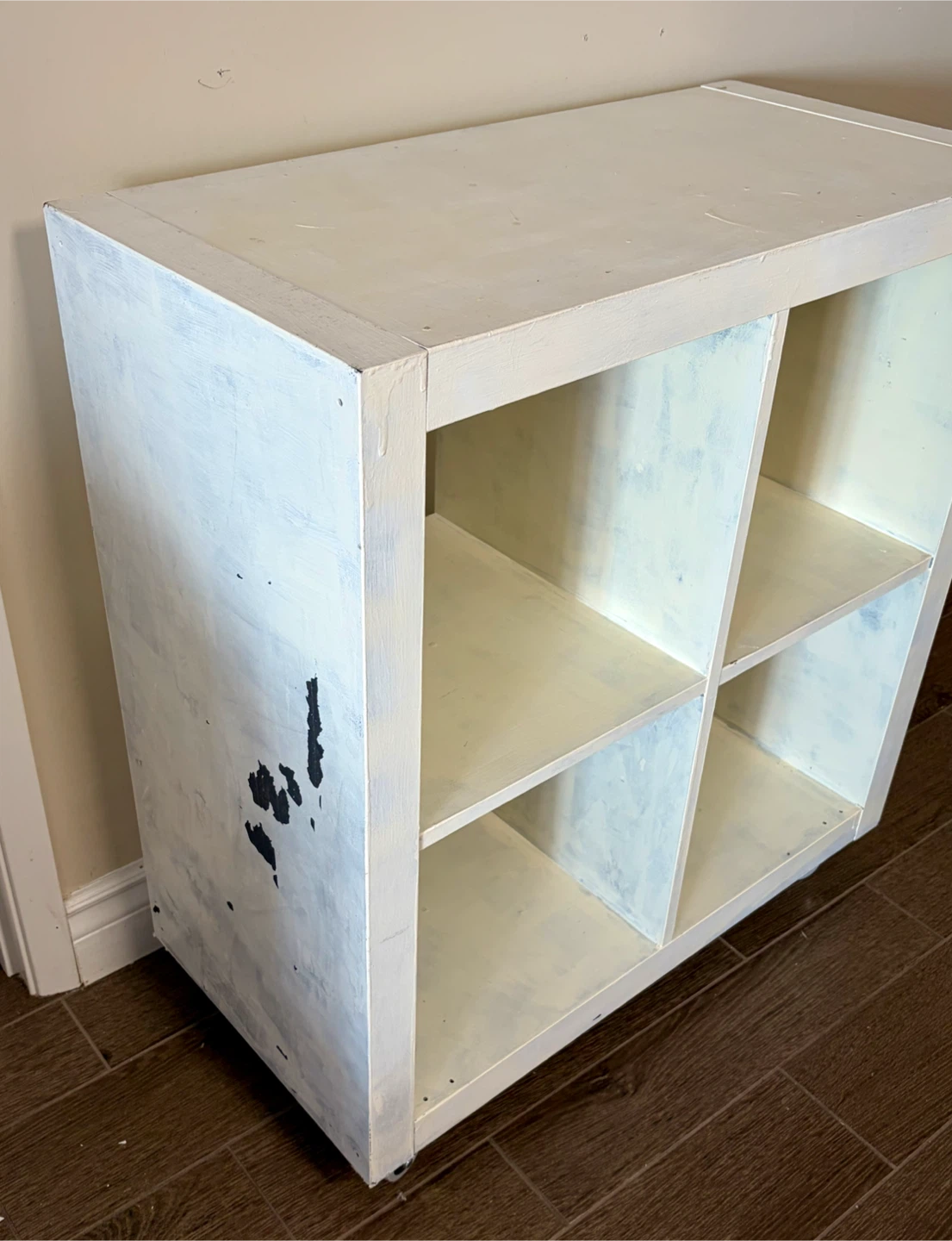 IKEA Kallax black shelf unit painted white - photo 3