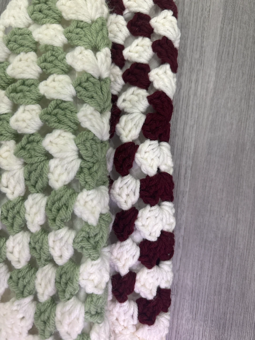 Handmade Crochet Granny Square Shoulder Bag - Green & Burgundy - photo 3
