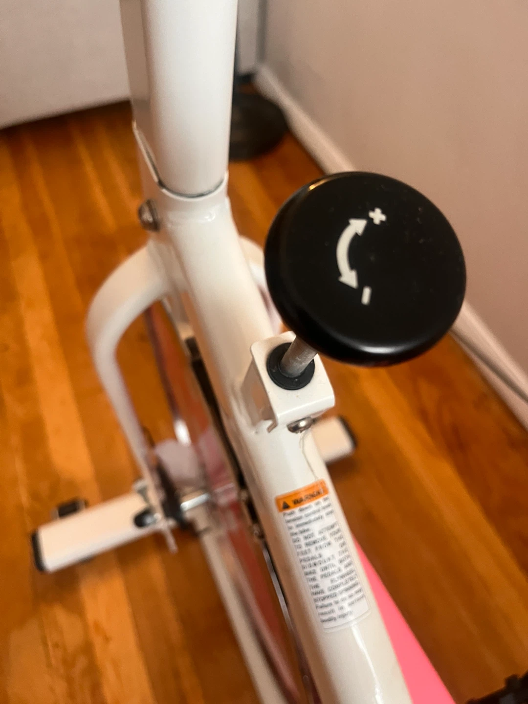 White and Pink Stationary Exercise Bike with Polka Dots - photo 2