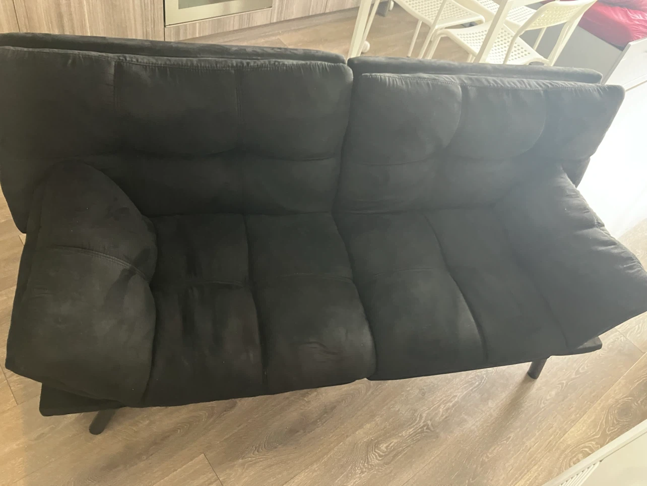 Black Suede Futon Sofa Bed - photo 3