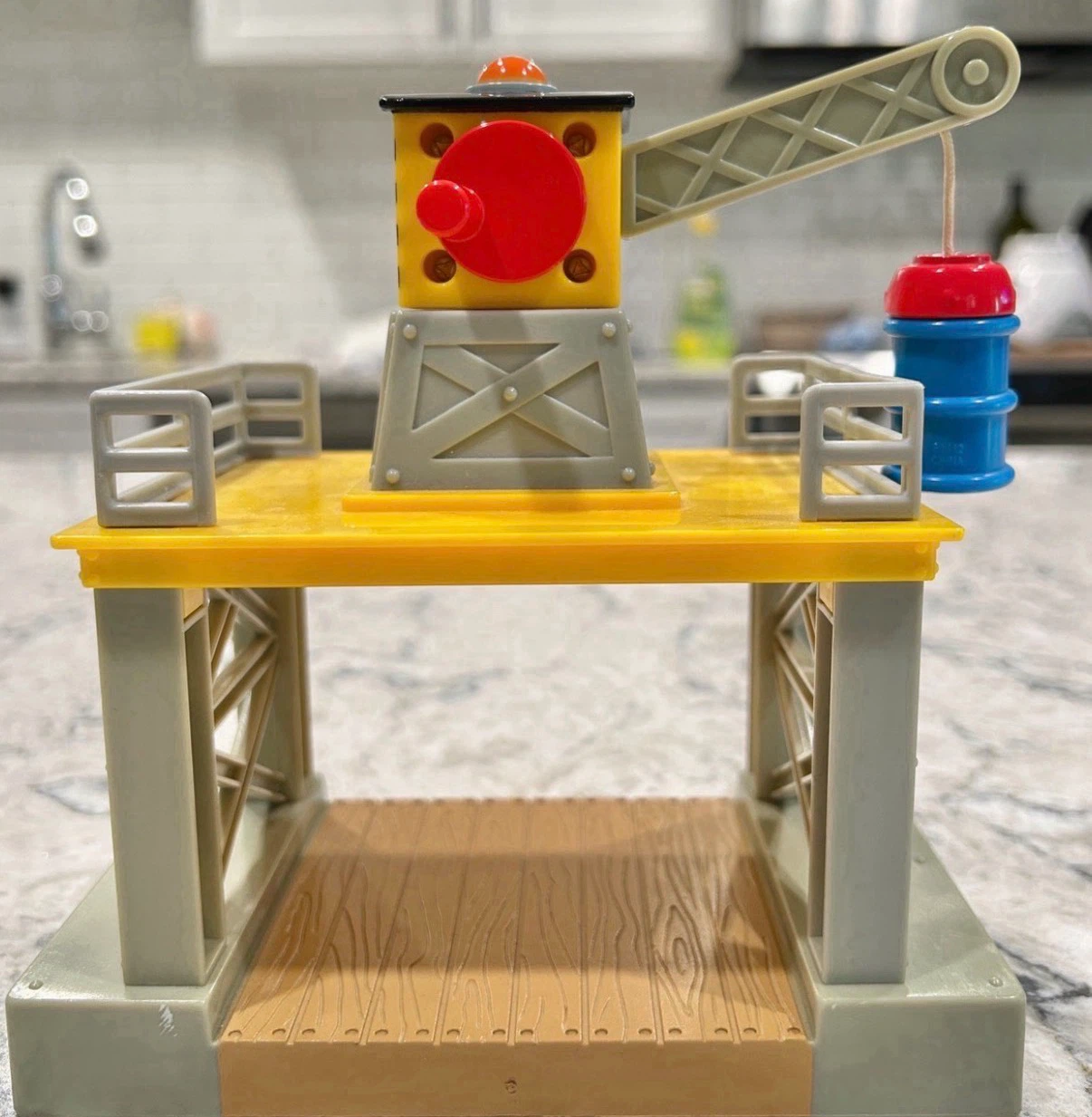 Toy Crane Playset with Barrel