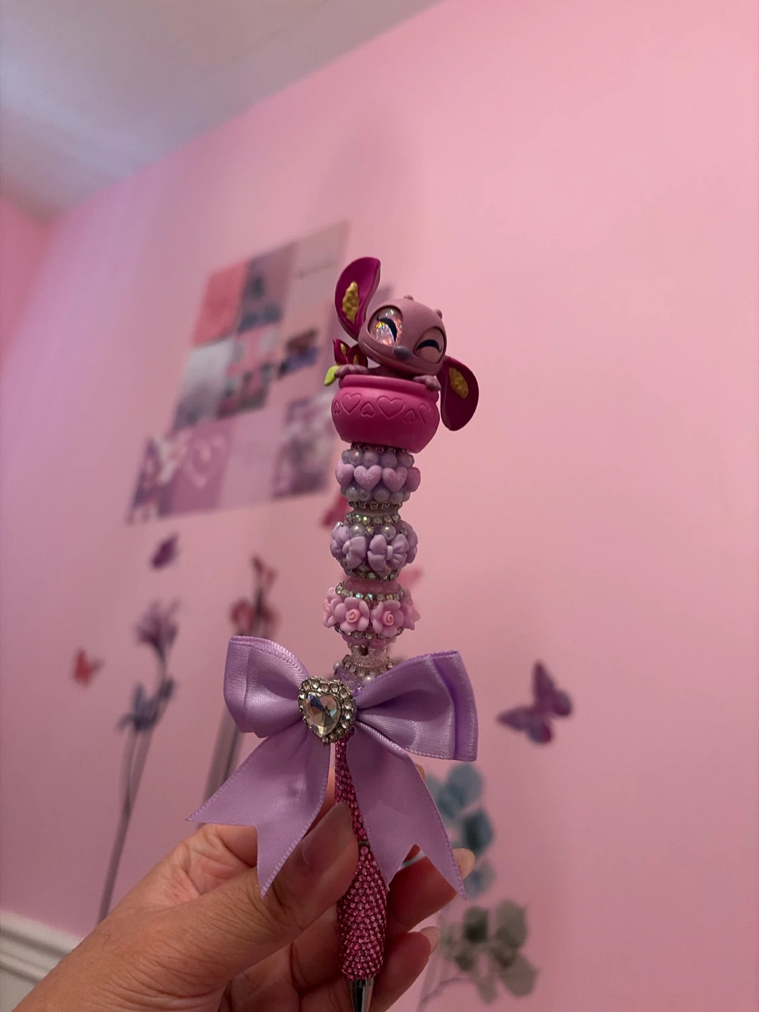 Handmade Angel/Experiment Pen with Rhinestones and Bow