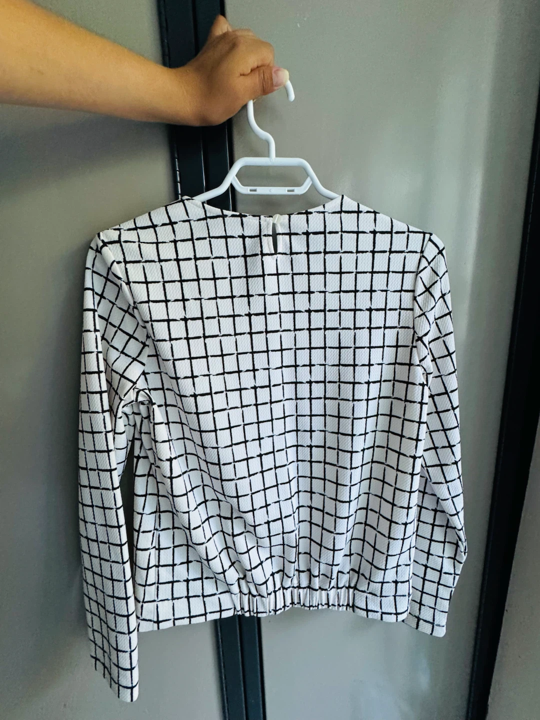 JOAN long-sleeve grid top - photo 2