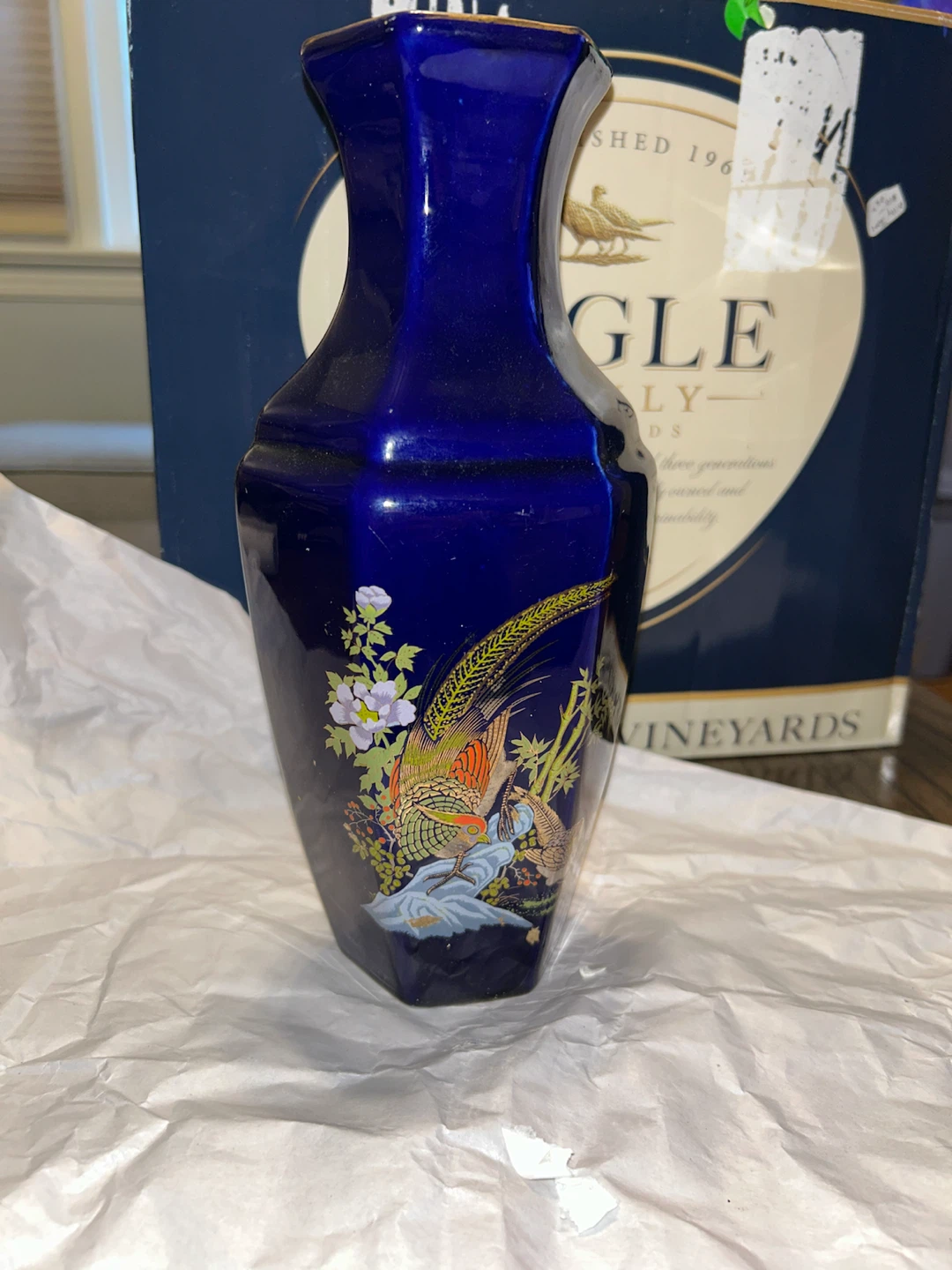 Blue Decorative Vase with Pheasant Design - photo 2