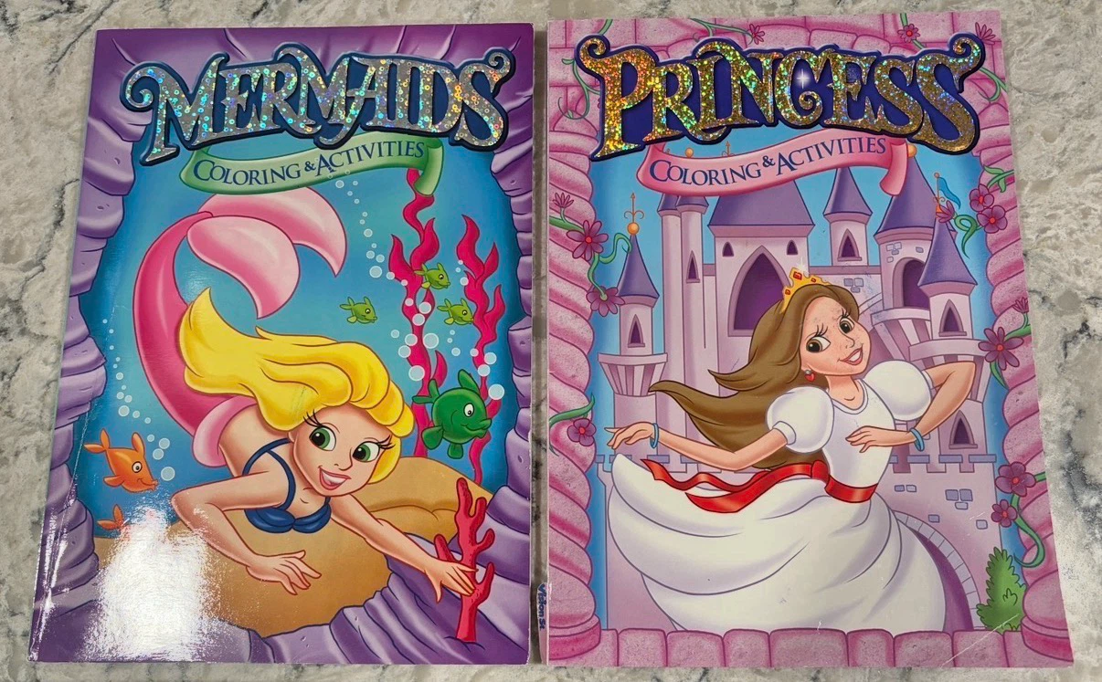 Mermaids & Princesses Coloring & Activities Books (Set of 2)