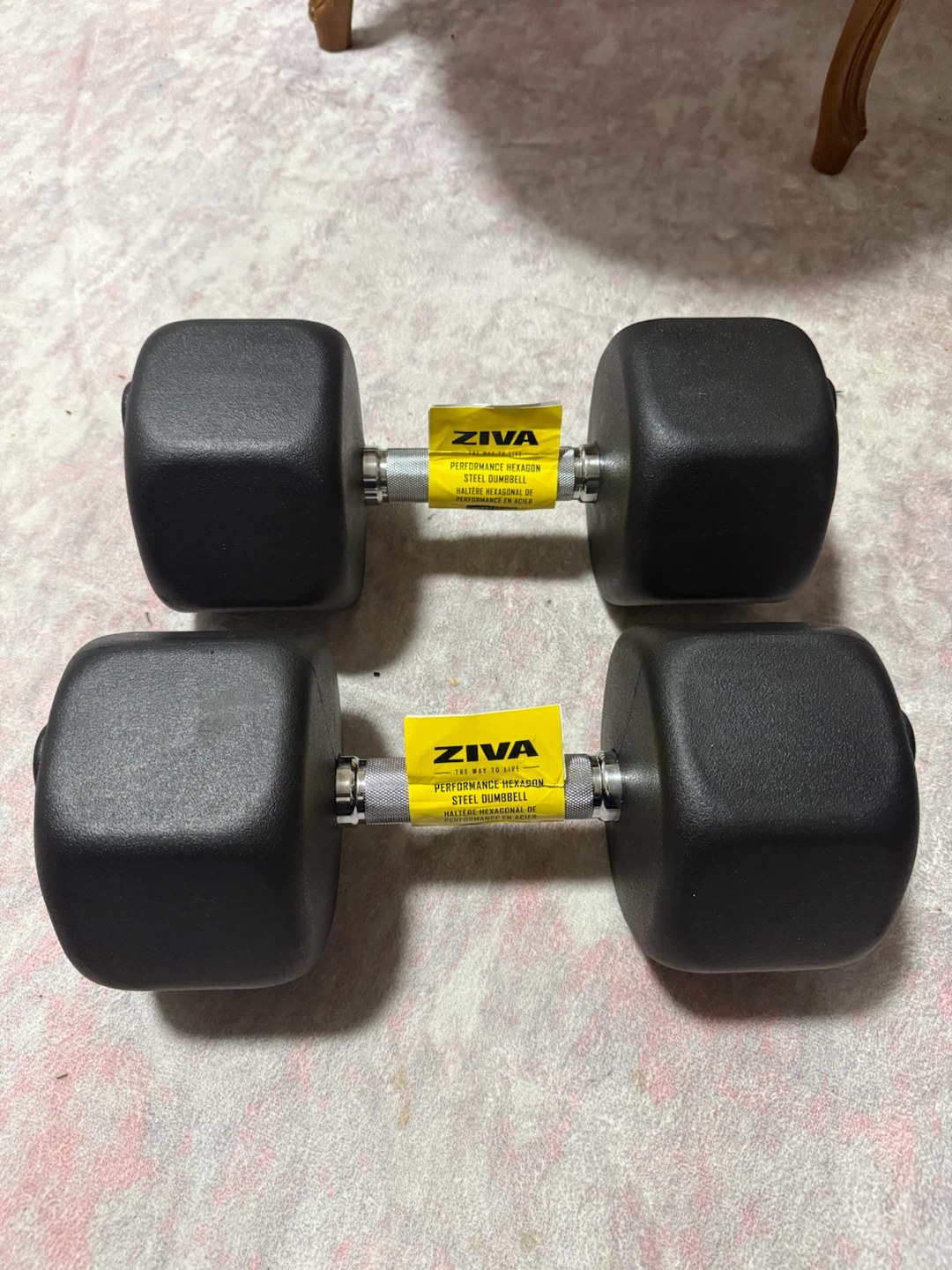 ZIVA 50lb Hexagon Steel Dumbbells (Pair)