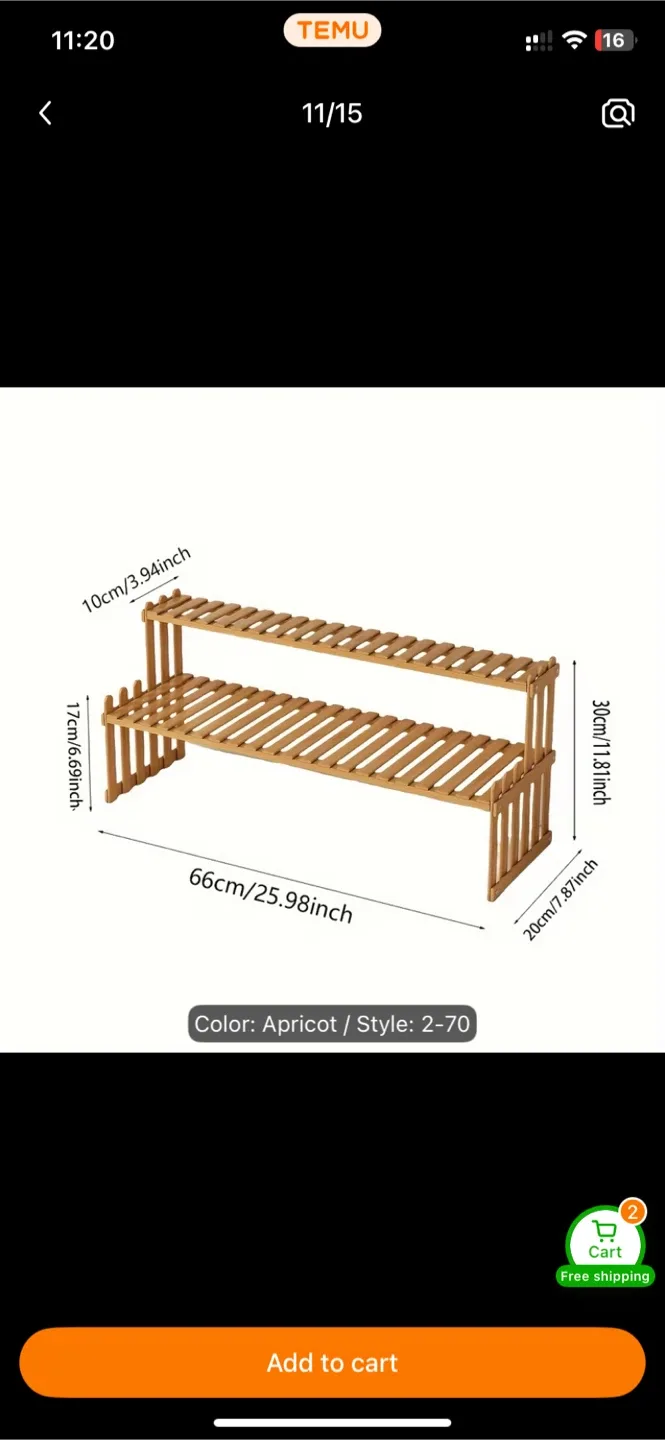 2-Tier Bamboo Plant Stand - Apricot Color