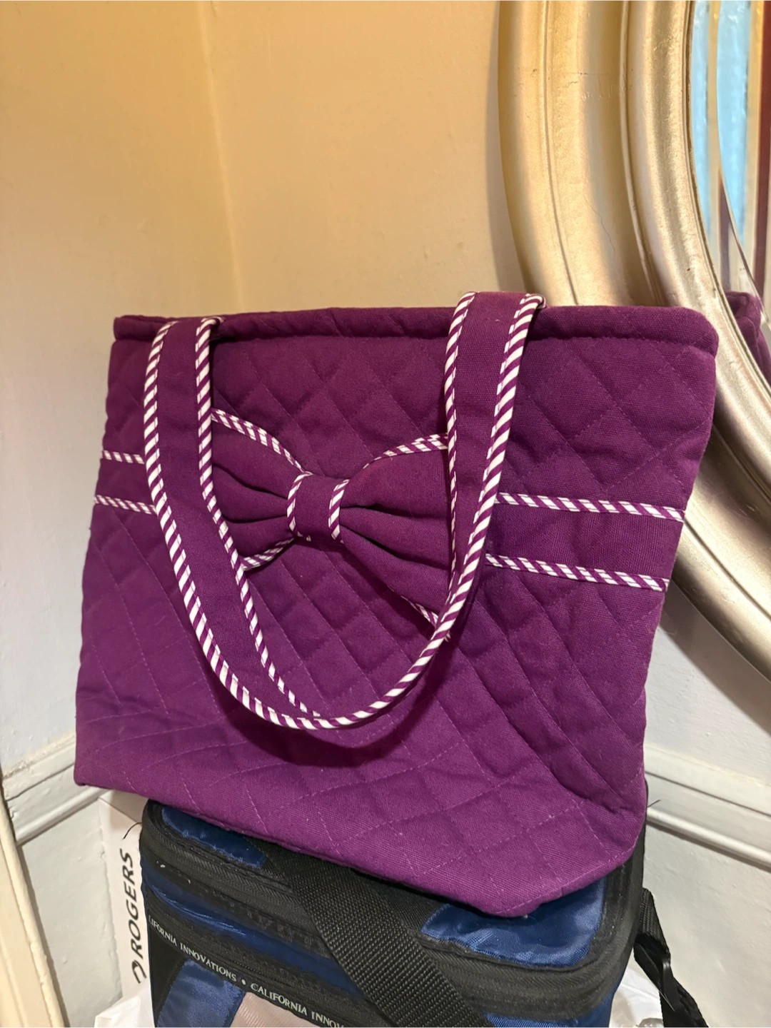 Quilted Purple Tote Bag