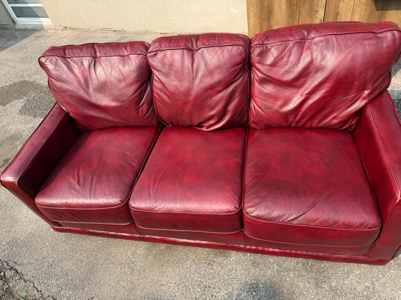 Red Leather Couch Sofa Bed - photo 2