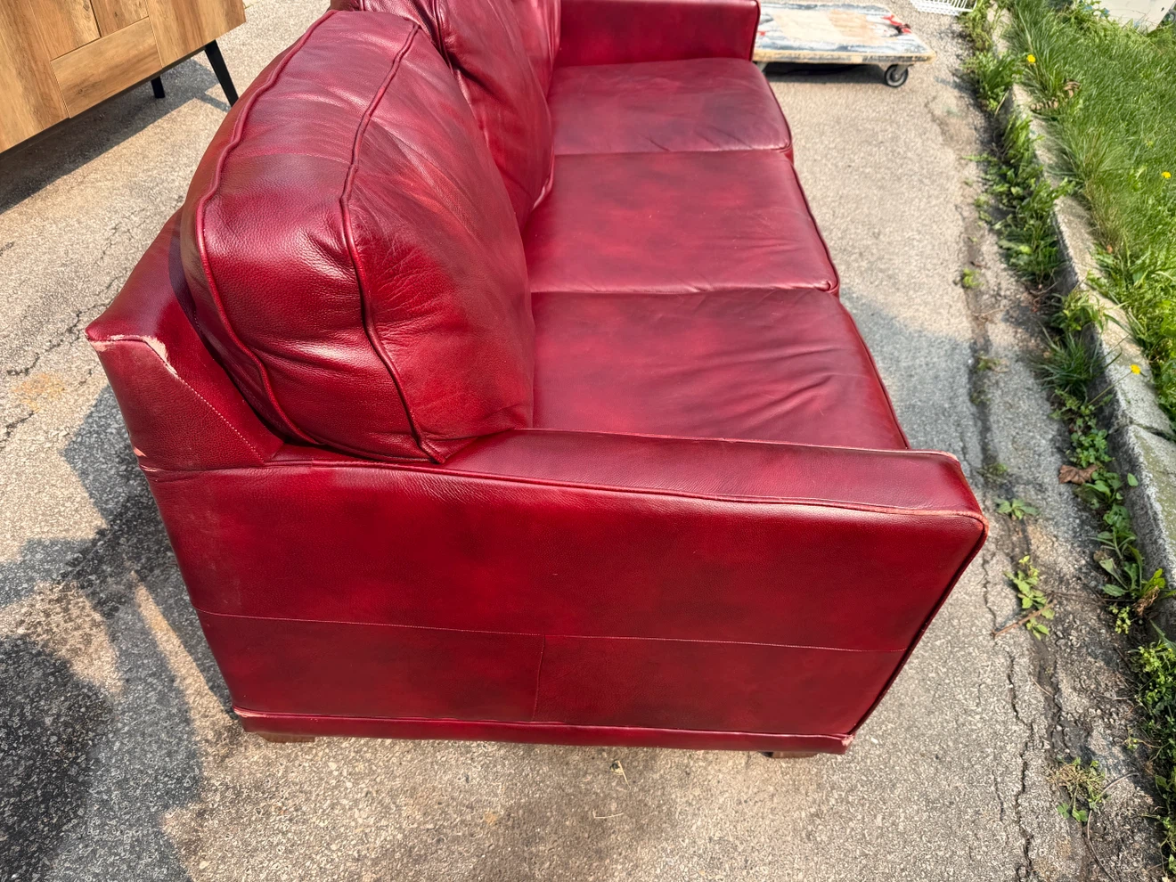 Red Leather Couch Sofa Bed - photo 3