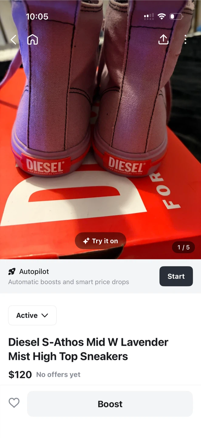 Diesel S-Athos Mid W Lavender Mist High Top Sneakers - photo 4