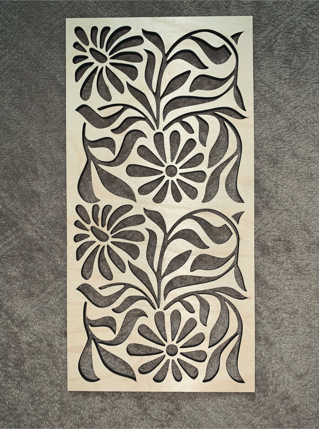 Wooden Decorative Wall Panel with Floral Design
