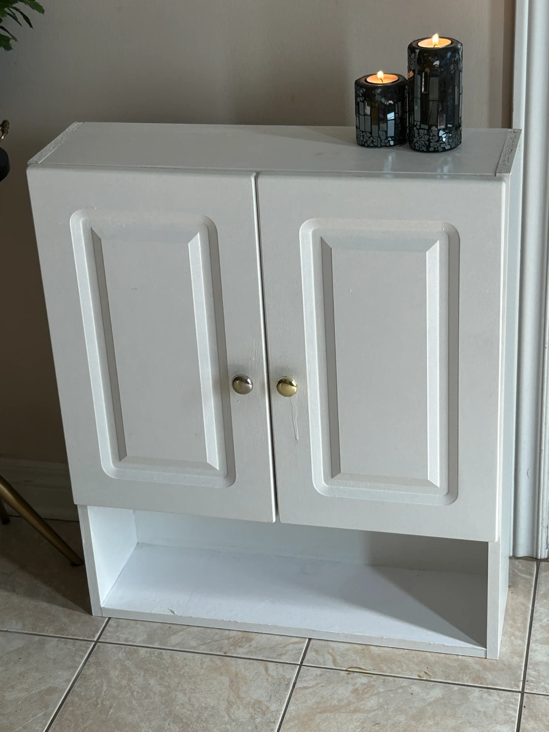 White Wooden wall mounted Cabinet with Shelves