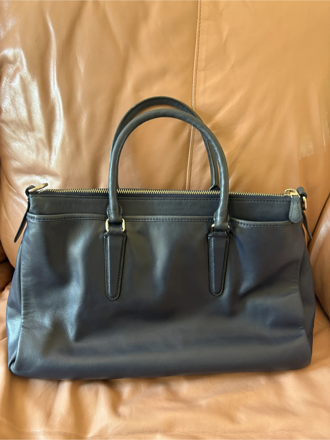 Coach Morgan Navy Diamond Quilted Patchwork Satchel - photo 2