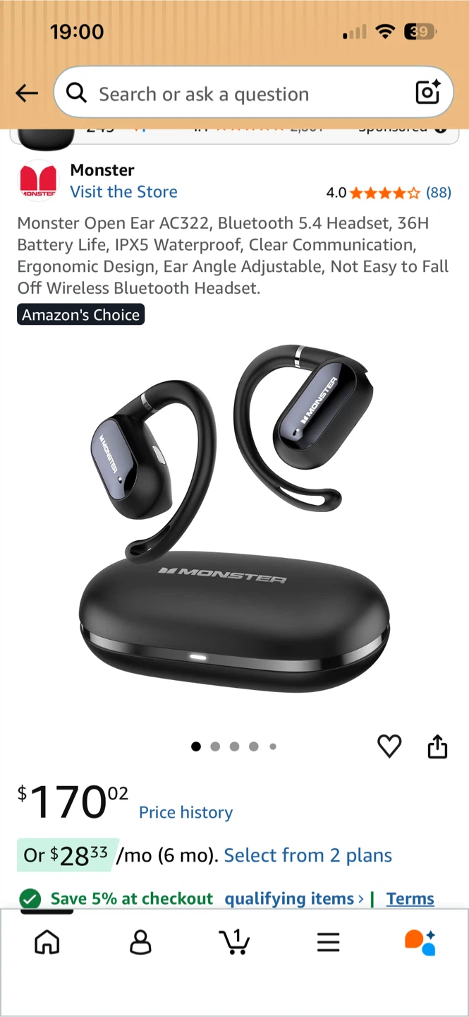 Monster Open Ear AC322 Air Conduction Bluetooth Headphones - photo 2
