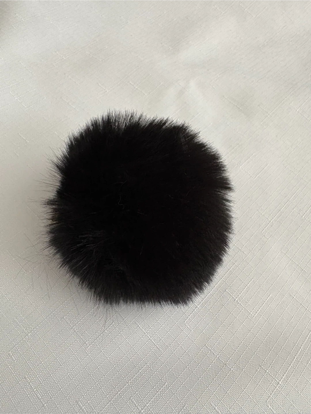 Black Faux Fur Pom Pom Keychain