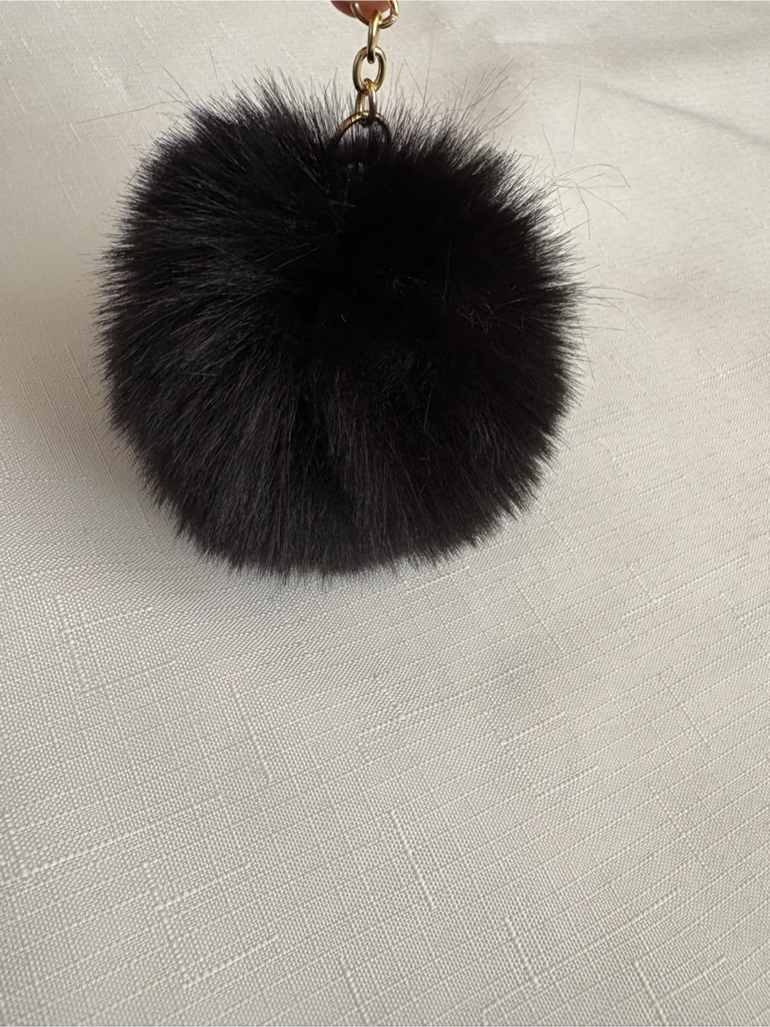 Black Faux Fur Pom Pom Keychain - photo 2
