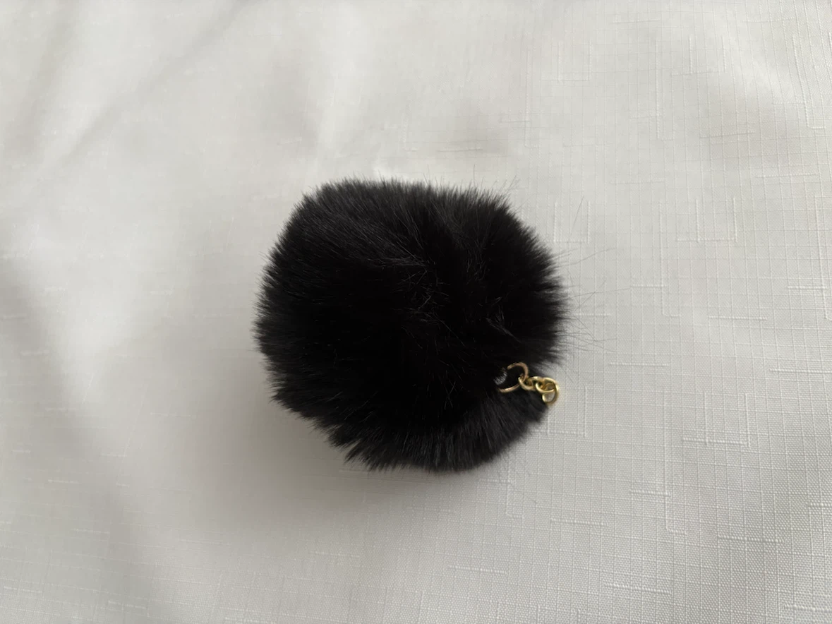 Black Faux Fur Pom Pom Keychain - photo 4
