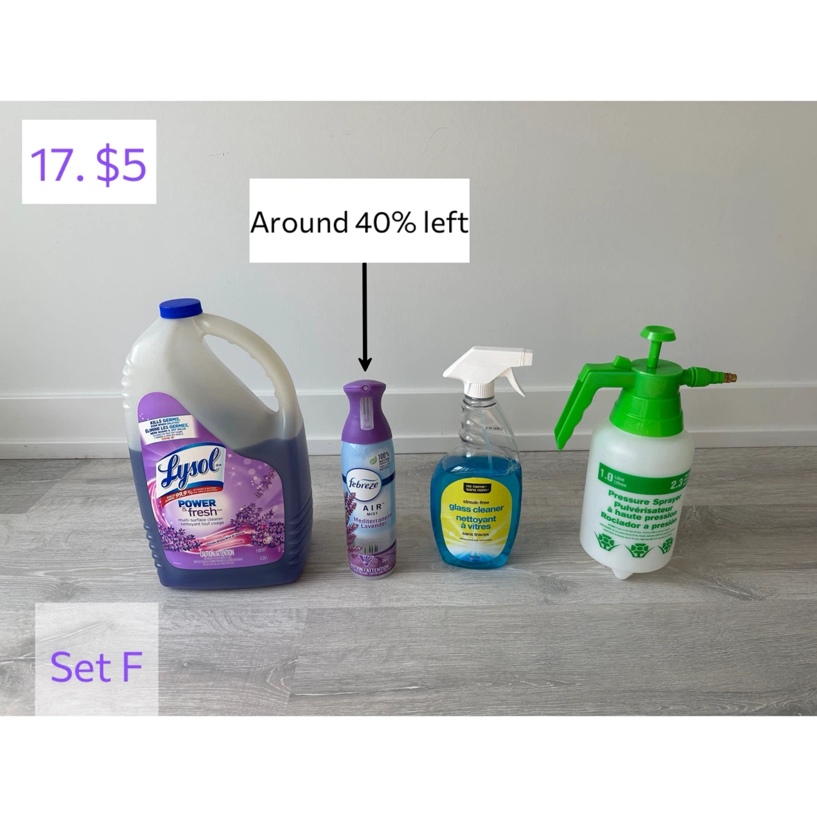 Lysol, Febreze Air, Windex Glass Cleaner, Pressure Sprayer Set