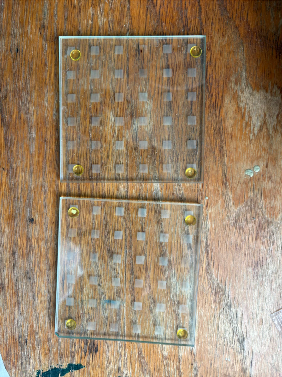 Glass Coasters with Square Pattern - Set of 2 - photo 2