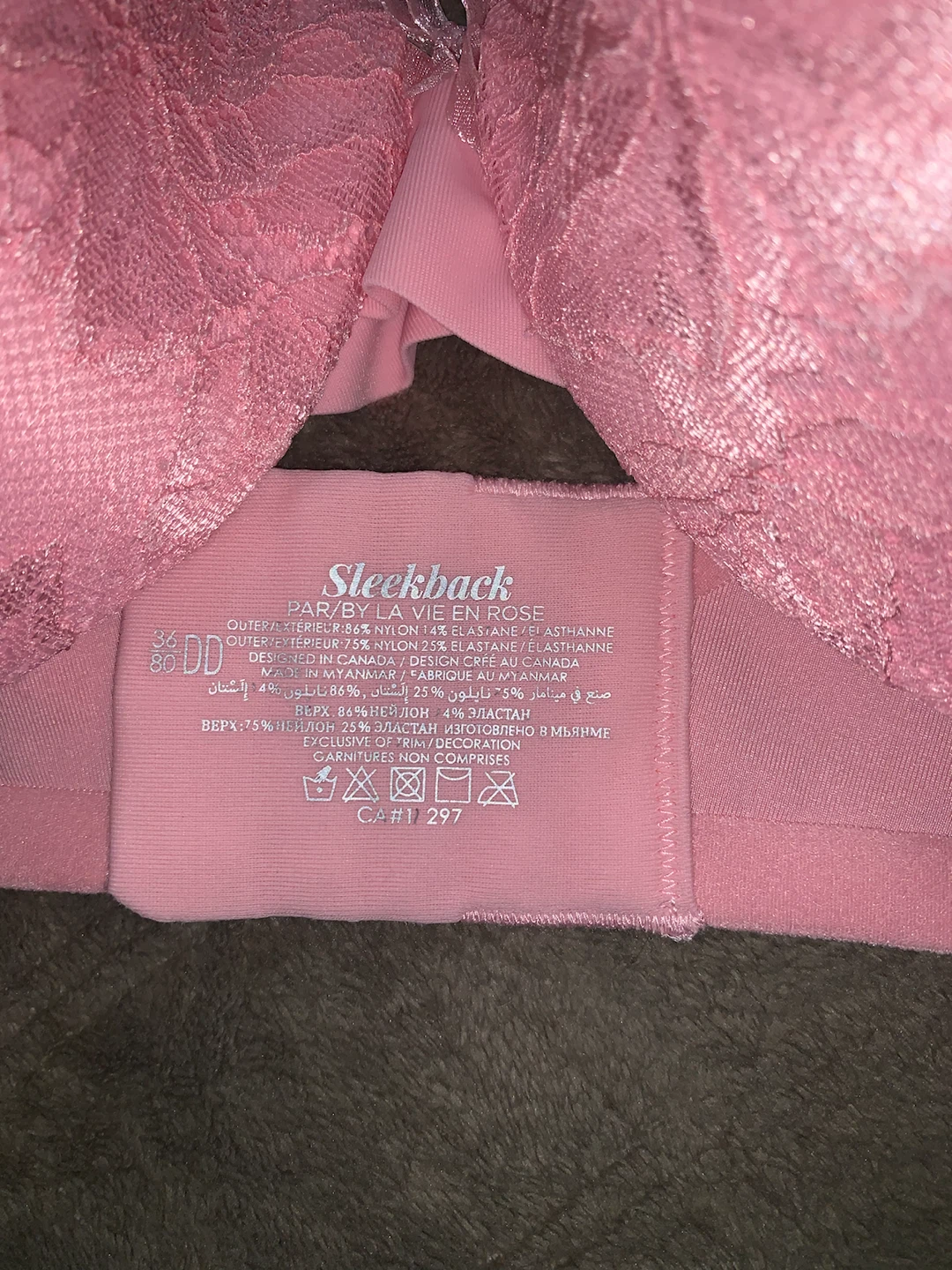 Sleekback Pink Lace Push-Up Bra DD 36 - photo 3