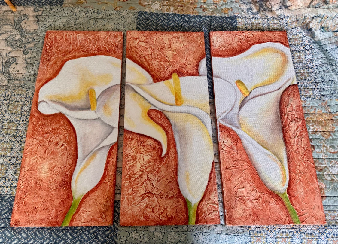 Triptych Calligraphy Lily Wall Art