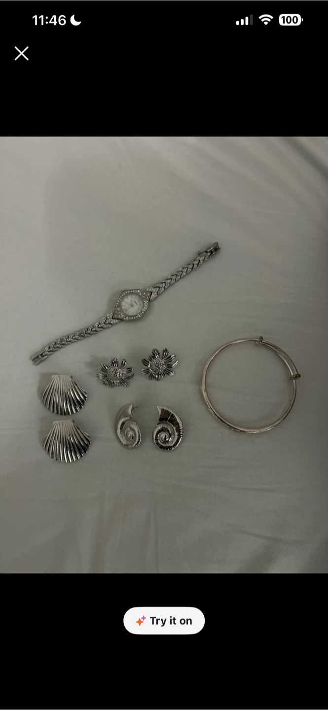 Silver-tone Watch and Jewellery Set