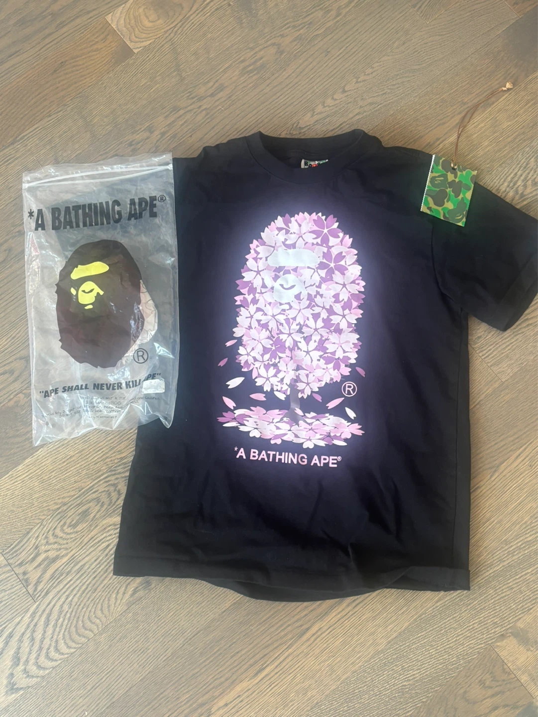 A Bathing Ape Black Cherry Blossom T-Shirt Size S