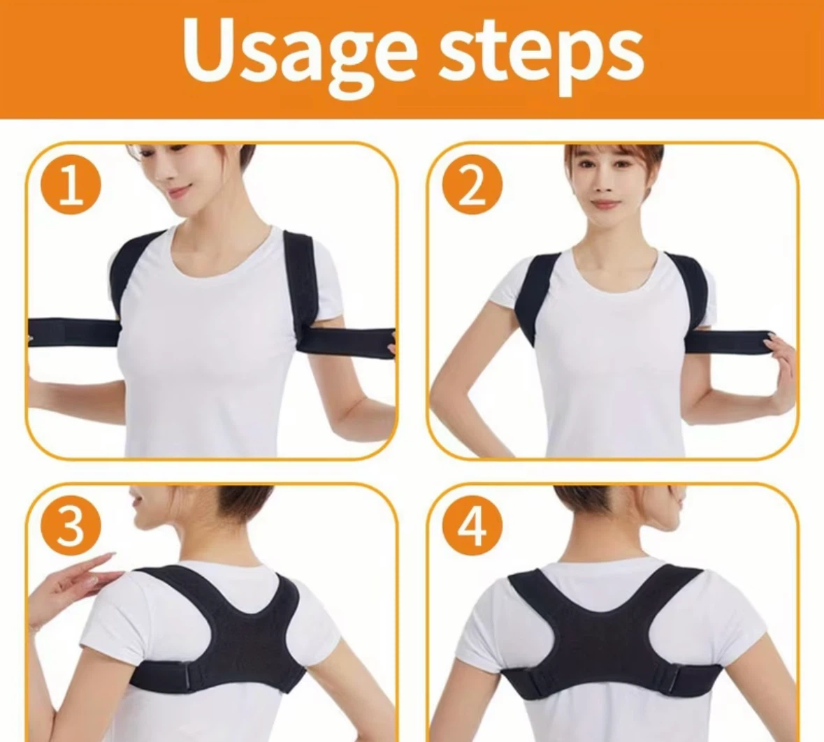 Black Unisex Posture Corrector Brace - photo 3