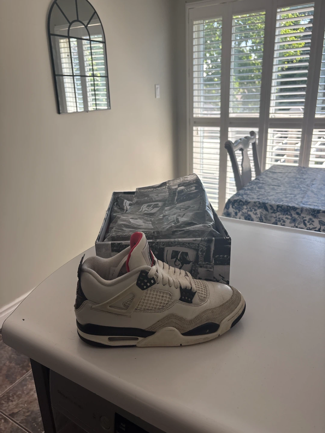 White Jordan 4s. Used, easily  cleanable. Dropped this year - photo 4