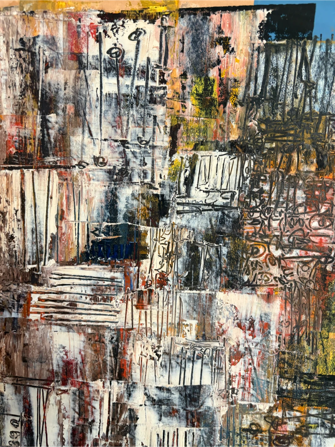 Vintage Mixed Media Abstract on Board - photo 3
