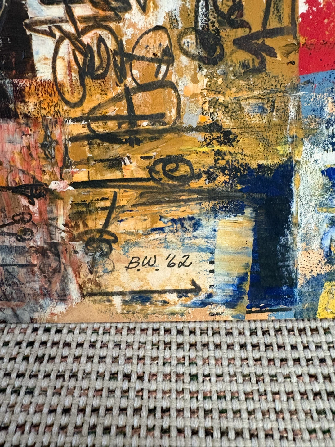 Vintage Mixed Media Abstract on Board - photo 4