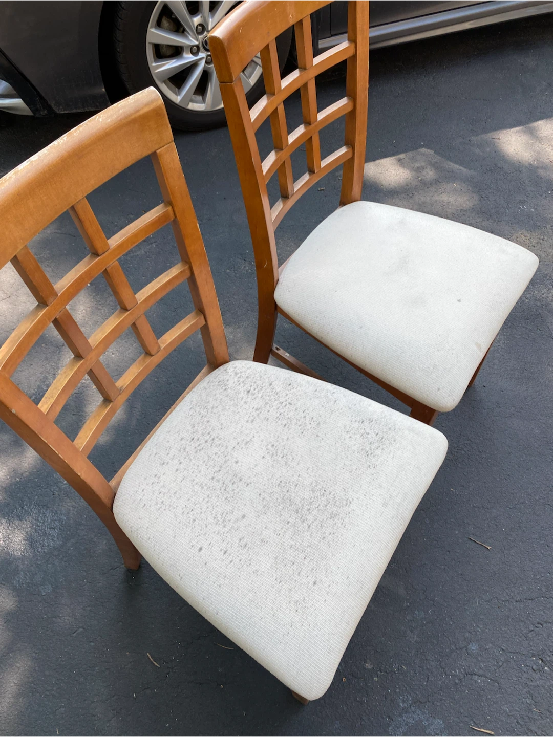 Set of 2 Wooden Dining Chairs with White Upholstery - photo 2