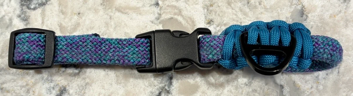 Blue Plastic Clip Recycled Climbing Rope Dog Collar (Size S) - photo 2