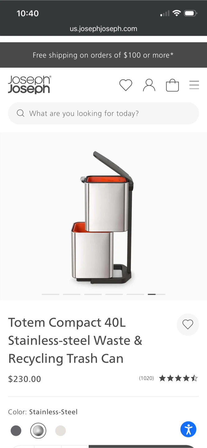 Joseph Joseph Totem Compact 40L Trash Can - photo 4