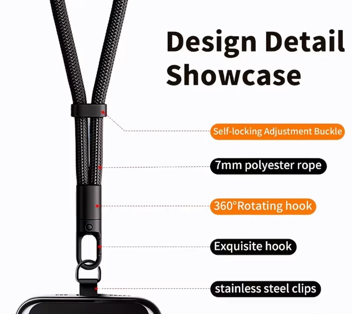 Black Phone Lanyard with Universal Patch - photo 4