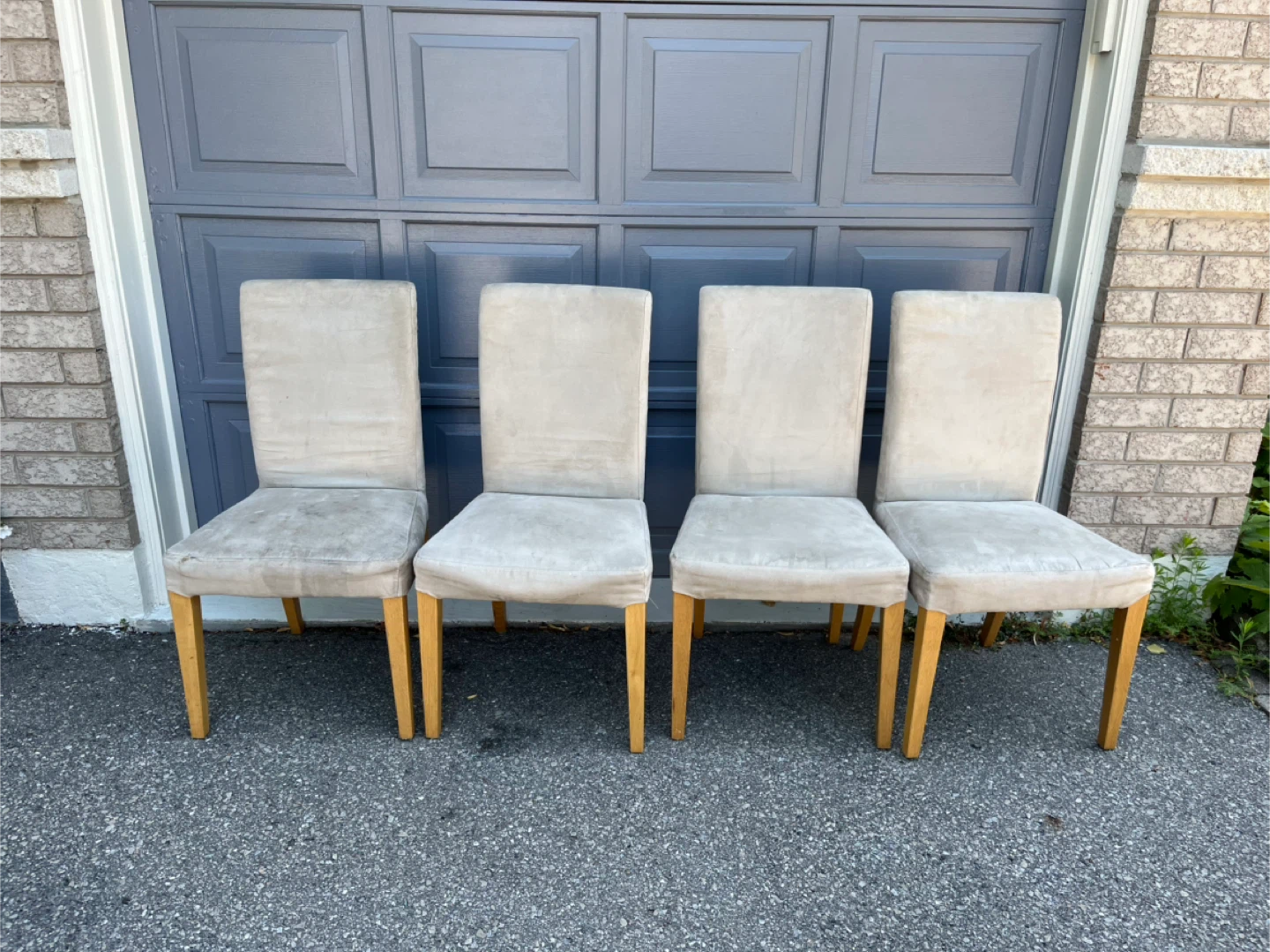 Set of 4 Beige Dining Chairs