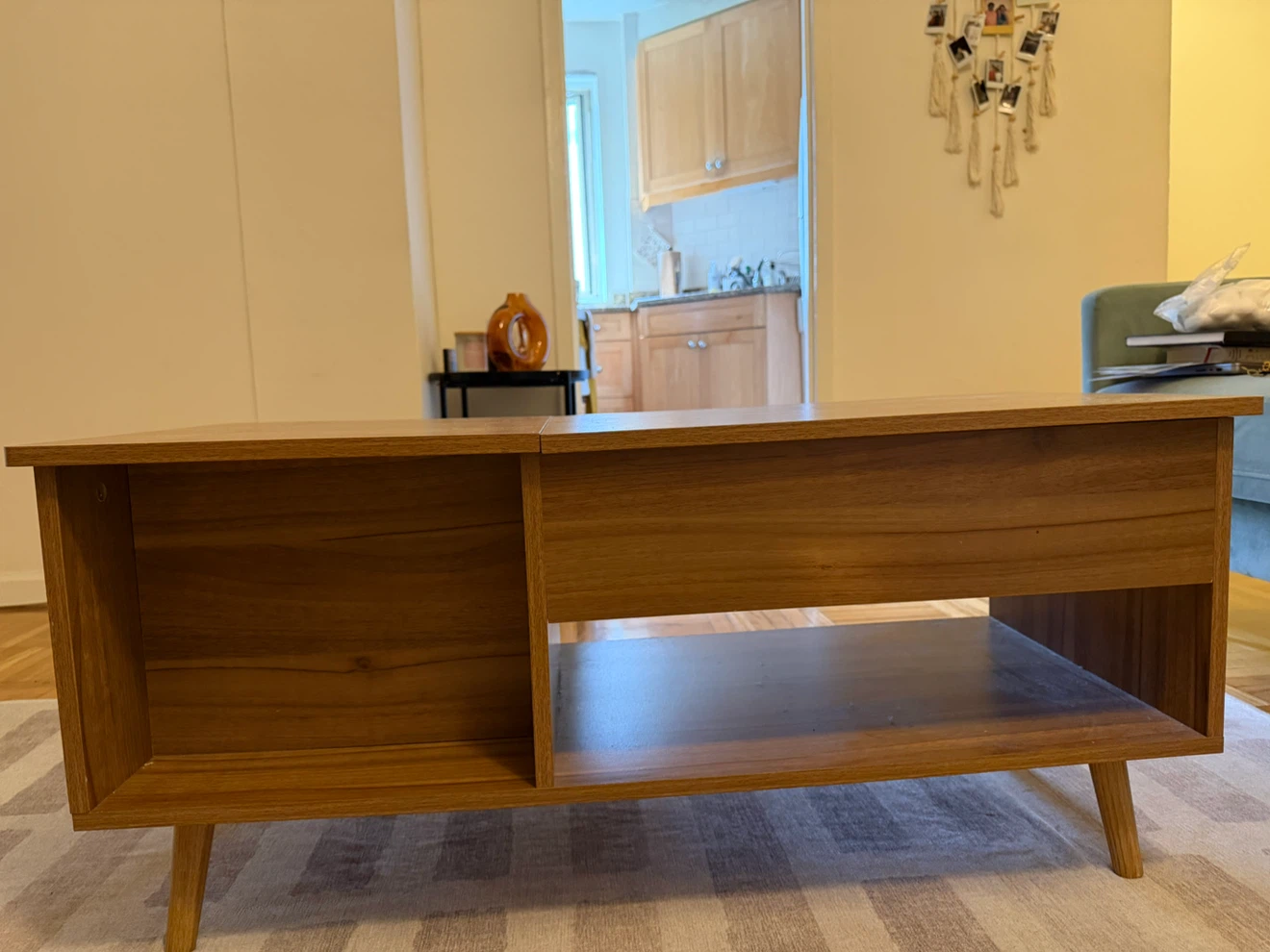 Lift Top Coffee Table with Storage and Rattan Cabinet - photo 4