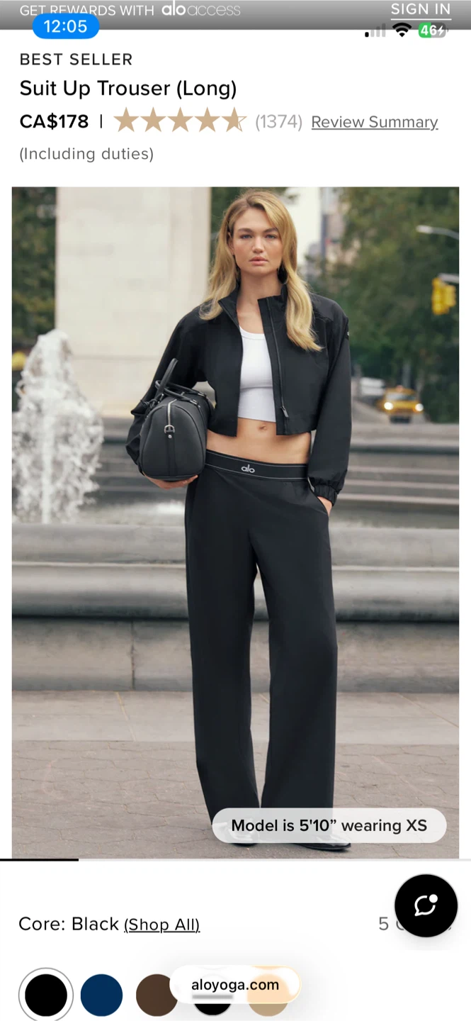 Alo Yoga Suit Up Trouser (Long) Black - photo 3