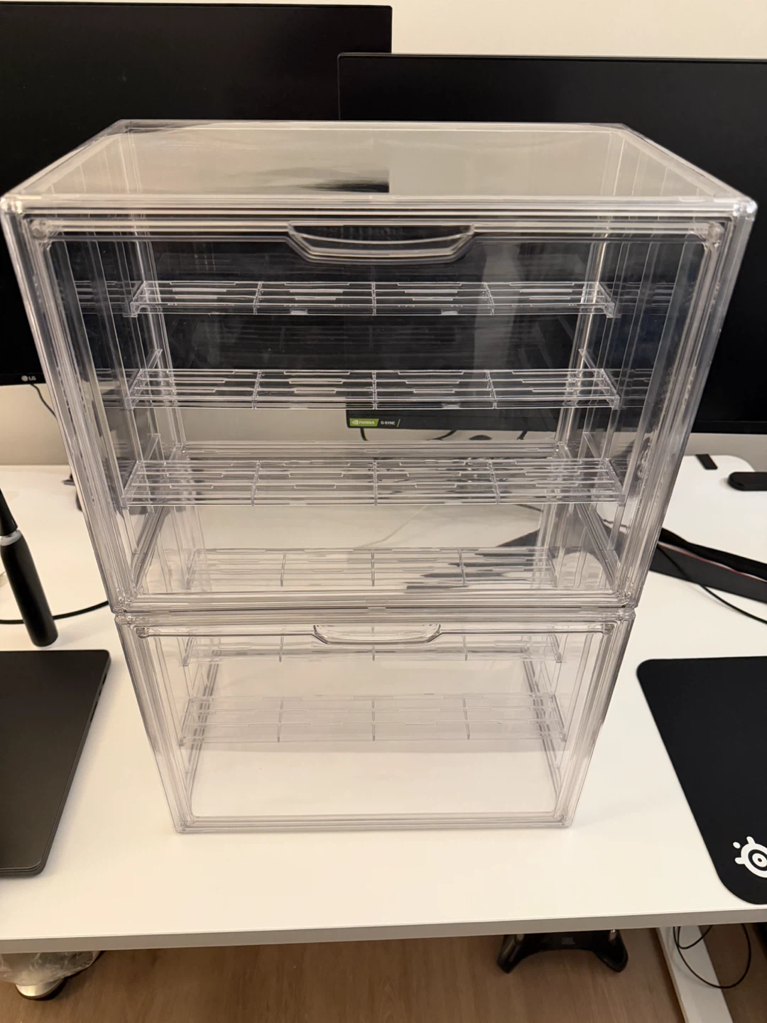 Clear Acrylic Stackable Storage Drawer Organizer with Shelves