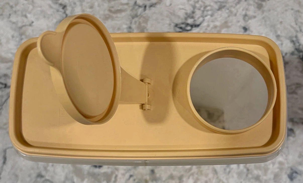 Vintage Tupperware Tall Canister Set Almond Yellow - photo 4