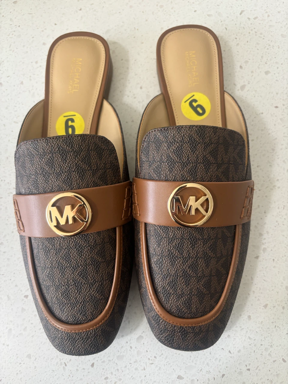 Michael Kors MK Logo Mule Loafers Size 9 Brown