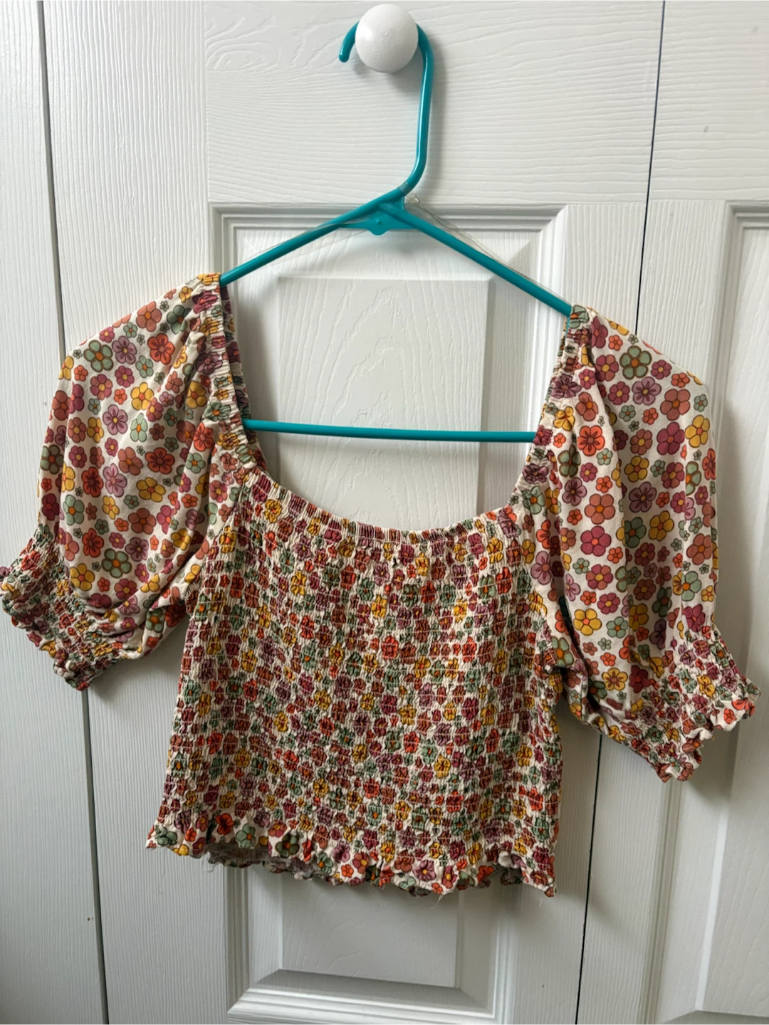 SO- Floral Puff-Sleeve Top — Multicolor - photo 2