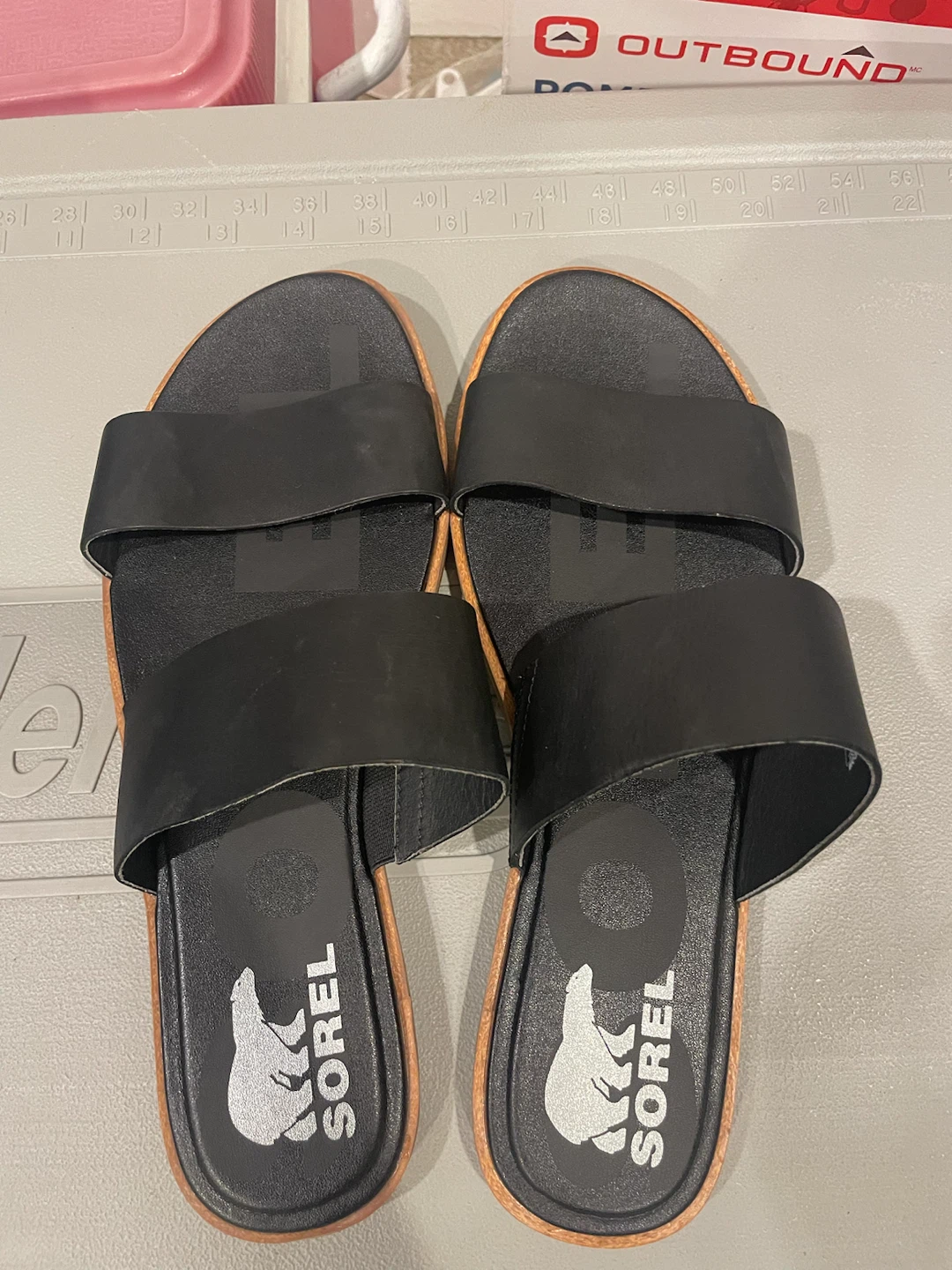 Sorel Black Slide Sandals